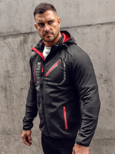 Men's Softshell Jacket Black-Red Bolf HH023A