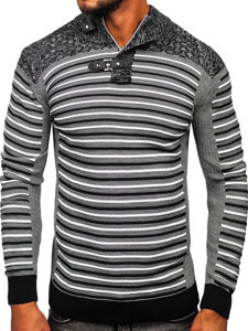 Men's Stand Up Sweater Black Bolf 1028