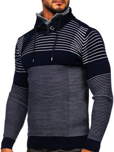 Men's Stand Up Sweater Navy Blue Bolf 1038