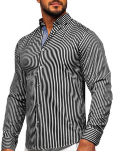 Men's Striped Long Sleeve Shirt Black Bolf 22730