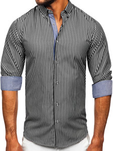 Men's Striped Long Sleeve Shirt Black Bolf 22730