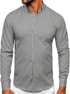 Men's Striped Long Sleeve Shirt Black Bolf 22731