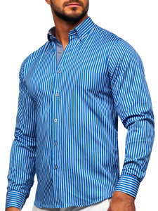 Men's Striped Long Sleeve Shirt Blue Bolf 22730