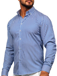 Men's Striped Long Sleeve Shirt Blue Bolf 22731