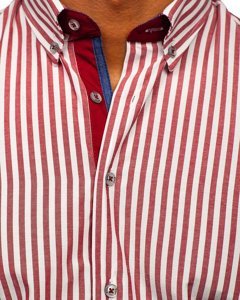 Men's Striped Long Sleeve Shirt Claret Bolf 20704