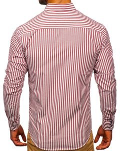 Men's Striped Long Sleeve Shirt Claret Bolf 20704