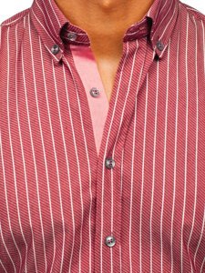 Men's Striped Long Sleeve Shirt Claret Bolf 20731-1