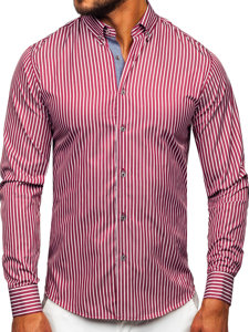 Men's Striped Long Sleeve Shirt Claret Bolf 22730