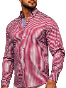 Men's Striped Long Sleeve Shirt Claret Bolf 22730