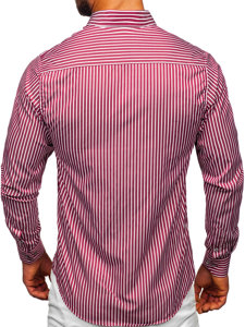 Men's Striped Long Sleeve Shirt Claret Bolf 22730