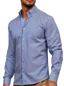 Men's Striped Long Sleeve Shirt Cobalt Bolf 20726