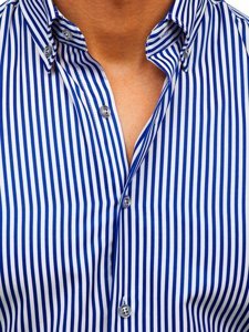 Men's Striped Long Sleeve Shirt Cobalt Bolf 20726