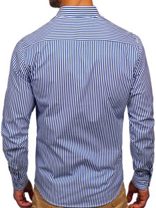 Men's Striped Long Sleeve Shirt Cobalt Bolf 20726