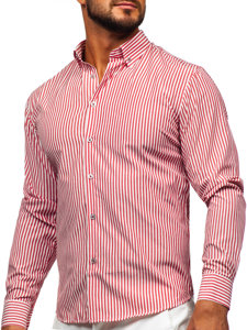 Men's Striped Long Sleeve Shirt Coral Bolf 22731