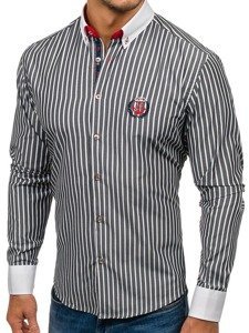 Men's Striped Long Sleeve Shirt Graphite Bolf 1771