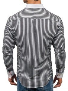 Men's Striped Long Sleeve Shirt Graphite Bolf 1771