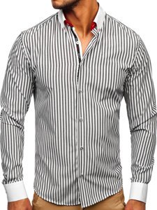 Men's Striped Long Sleeve Shirt Graphite Bolf 20727