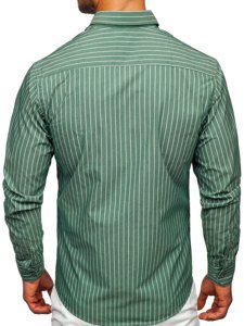 Men's Striped Long Sleeve Shirt Green Bolf 20731-1