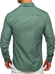 Men's Striped Long Sleeve Shirt Green Bolf 20731