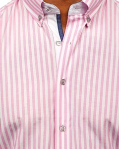 Men's Striped Long Sleeve Shirt Pink Bolf 20704