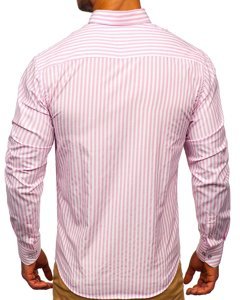 Men's Striped Long Sleeve Shirt Pink Bolf 20704