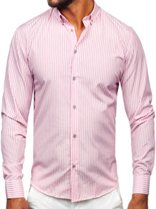 Men's Striped Long Sleeve Shirt Pink Bolf 22731