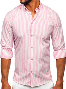 Men's Striped Long Sleeve Shirt Pink Bolf 22731