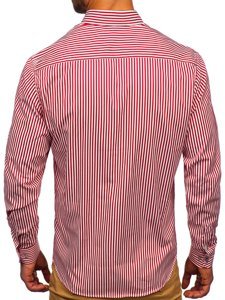 Men's Striped Long Sleeve Shirt Red Bolf 20726