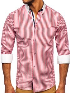 Men's Striped Long Sleeve Shirt Red Bolf 20727