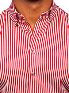 Men's Striped Long Sleeve Shirt Red Bolf 22731