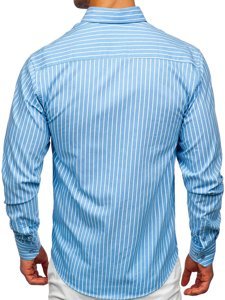 Men's Striped Long Sleeve Shirt Sky Blue Bolf 20731