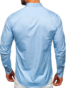 Men’s Striped Long Sleeve Shirt Sky Blue Bolf 22730