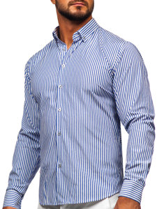 Men's Striped Long Sleeve Shirt Sky Blue Bolf 22731