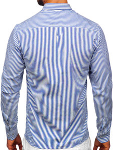 Men's Striped Long Sleeve Shirt Sky Blue Bolf 22731