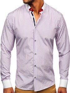 Men's Striped Long Sleeve Shirt Violet Bolf 20727