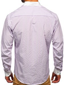 Men's Striped Long Sleeve Shirt Violet Bolf 20727