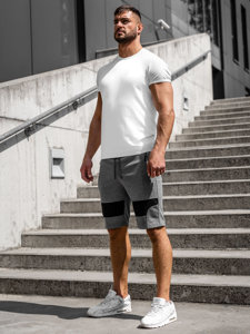 Men's Sweat Shorts Grey-Black Bolf Q3877