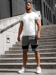 Men's Sweat Shorts Grey-White Bolf Q3877