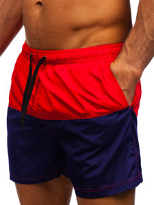 Men's Swimming Trunks Red-Navy Blue Bolf HM062