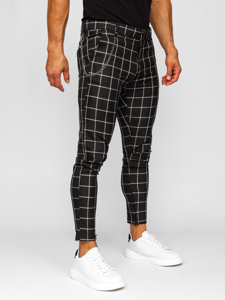 Men's Textile Checkered Chinos Black Bolf 0057