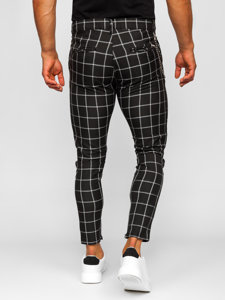 Men's Textile Checkered Chinos Black Bolf 0057