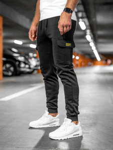 Men's Thick Cargo Joggers Black Bolf JX8709A