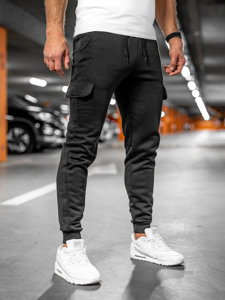 Men's Thick Cargo Joggers Black Bolf JX8709A