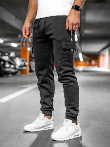 Men's Thick Cargo Sweatpants Black Bolf JX9395A