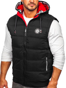 Men's Thick Quilted Gilet with hood Black Bolf 84M3027