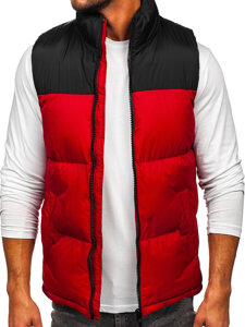 Men's Thick Quilted Gilet with hood Claret Bolf 9969