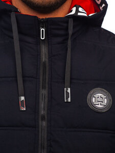 Men's Thick Quilted Gilet with hood Navy Blue Bolf 84M3027