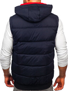 Men's Thick Quilted Gilet with hood Navy Blue Bolf 84M3027