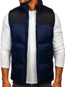 Men's Thick Quilted Gilet with hood Navy Blue Bolf 9969