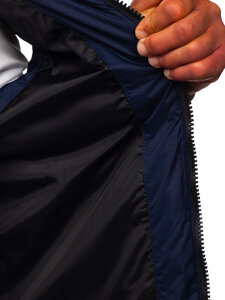 Men's Thick Quilted Gilet with hood Navy Blue Bolf 9969